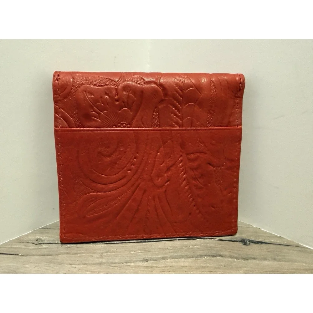 American Leather Co. Veronica Embossed Floral Tooled Leather Wallet Bifold
